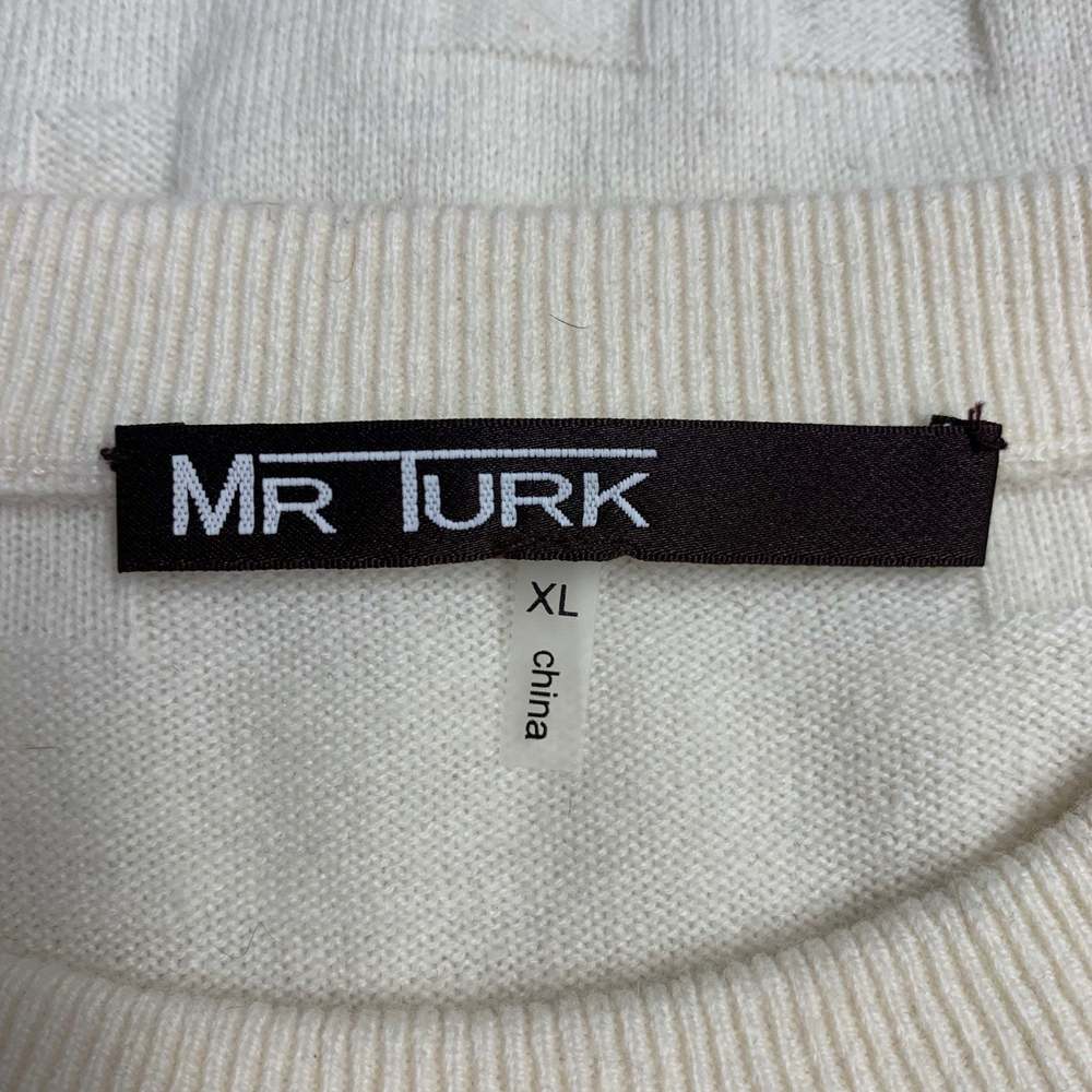 MR TURK Cream Monogram Merino Wool Crew Neck Pullover - Picture 8 of 9